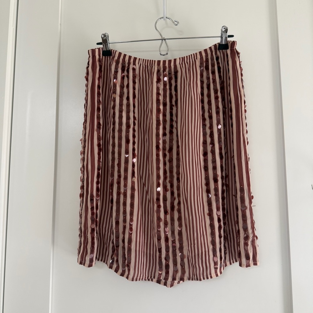 NWT / J. Crew Collection Gwen Layered Slip Skirt in Sequin-striped Chiffon